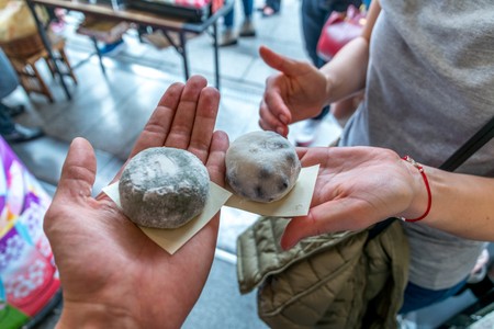 Delicious mochi from a street shop