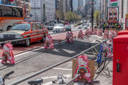 There is no better way to mark a construction site than Hello Kitty!