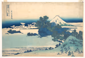**Shichirigahama in Sagami Province**

Katsushika Hokusai c. 1830-1832
[Source](https://commons.wikimedia.org/wiki/File:%E5%86%A8%E5%B6%BD%E4%B8%89%E5%8D%81%E5%85%AD%E6%99%AF_%E7%9B%B8%E5%B7%9E%E4%B8%83%E9%87%8C%E6%B5%9C-Shichirigahama_in_Sagami_Province_(S%C5%8Dsh%C5%AB_Shichirigahama),_from_the_series_Thirty-six_Views_of_Mount_Fuji_(Fugaku_sanj%C5%ABrokkei)_MET_DP140979.jpg)