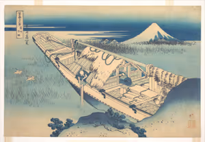 **Ushibori in Hitachi Province**

Katsushika Hokusai c. 1830-1832
[Source](https://commons.wikimedia.org/wiki/File:%E5%86%A8%E5%B6%BD%E4%B8%89%E5%8D%81%E5%85%AD%E6%99%AF_%E5%B8%B8%E5%B7%9E%E7%89%9B%E6%8E%98-Ushibori_in_Hitachi_Province_(J%C5%8Dsh%C5%AB_Ushibori),_from_the_series_Thirty-six_Views_of_Mount_Fuji_(Fugaku_sanj%C5%ABrokkei)_MET_DP141044.jpg)