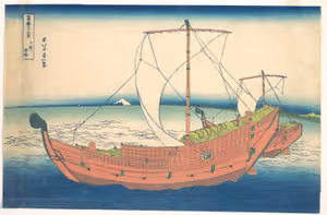 **At Sea off Kazusa**

Katsushika Hokusai c. 1830-1832
[Source](https://commons.wikimedia.org/wiki/File:%E5%86%A8%E5%B6%BD%E4%B8%89%E5%8D%81%E5%85%AD%E6%99%AF_%E4%B8%8A%E7%B7%8F%E3%81%AE%E6%B5%B7%E8%B7%AF-At_Sea_off_Kazusa_(Kazusa_no_kairo),_from_the_series_Thirty-six_Views_of_Mount_Fuji_(Fugaku_sanj%C5%ABrokkei)_MET_DP141056.jpg)