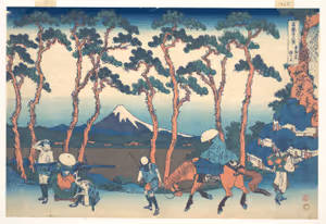 **Hodogaya on the Tōkaidō**

Katsushika Hokusai c. 1830-1832
[Source](https://commons.wikimedia.org/wiki/File:%E5%86%A8%E5%B6%BD%E4%B8%89%E5%8D%81%E5%85%AD%E6%99%AF_%E6%9D%B1%E6%B5%B7%E9%81%93%E4%BF%9D%E5%9C%9F%E3%82%B1%E8%B0%B7-Hodogaya_on_the_T%C5%8Dkaid%C5%8D_(T%C5%8Dkaid%C5%8D_Hodogaya),_from_the_series_Thirty-six_Views_of_Mount_Fuji_(Fugaku_sanj%C5%ABrokkei)_MET_DP141025.jpg)