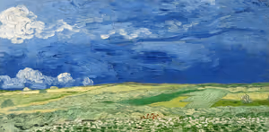 **Wheatfield under Thunderclouds (1890)**

Vincent van Gogh
[Source](https://www.rawpixel.com/image/8627602/image-texture-vincent-van-gogh-watercolor)