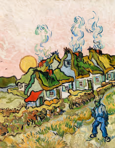 **Houses and Figure (1890)**

Vincent van Gogh
[Source](https://www.rawpixel.com/image/537422/free-illustration-image-van-gogh-cottage)