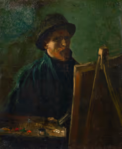 **Self-Portrait with Dark Felt Hat at the Easel (1886)**

Vincent van Gogh
[Source](https://www.rawpixel.com/image/3865847/illustration-image-art-vincent-van-gogh-people)