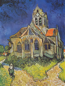 **The Church at Auvers (1890)**

Vincent van Gogh
[Source](https://www.rawpixel.com/image/7726854/image-vincent-van-gogh-art-public-domain)