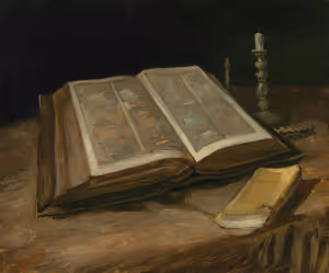 **Still Life with Bible**

Vincent van Gogh 1885
[Source](https://www.rawpixel.com/image/20561000/vincent-van-goghs-still-life-with-bible-1885)